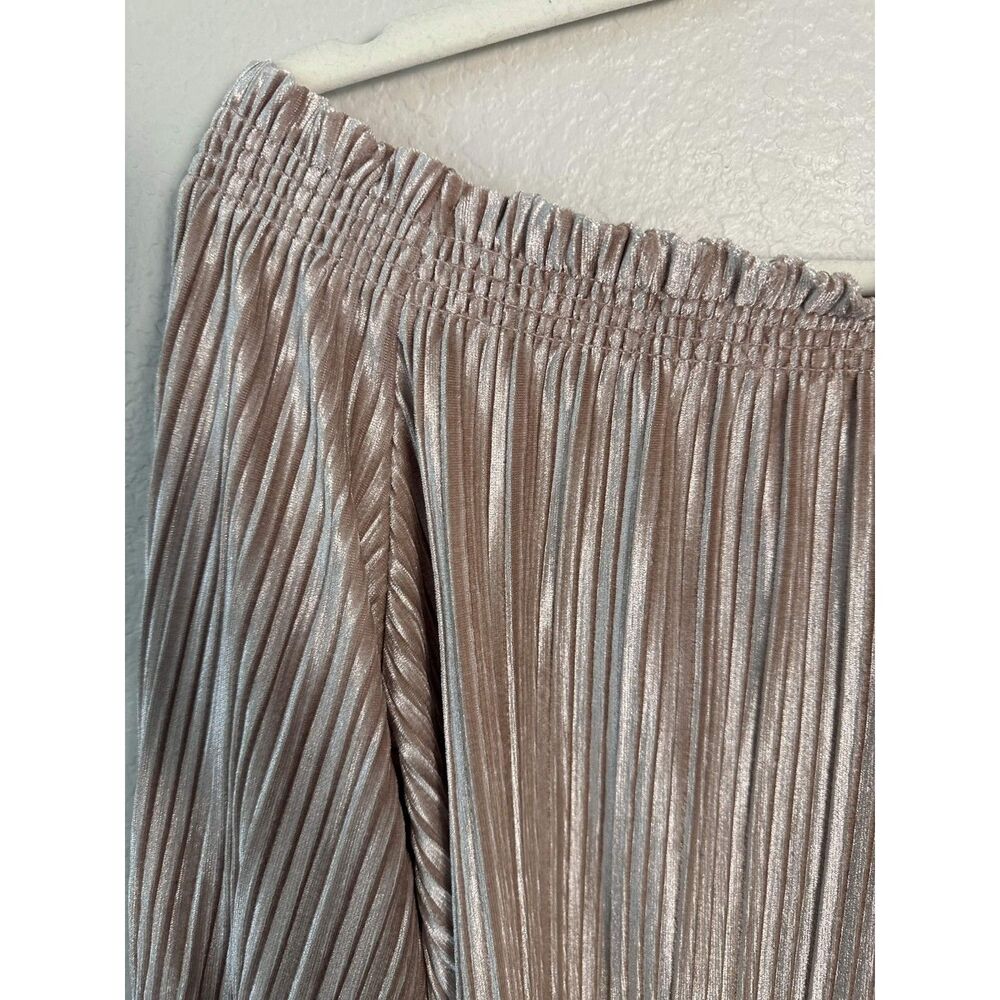 Banana Republic Pleated Velvet Off the Shoulder Top Champagne Gold Blouse M Chic - Picture 3 of 7